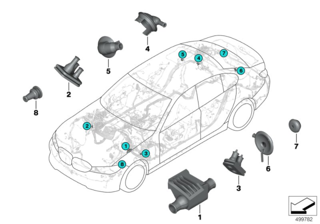 2020 BMW M340i Assorted Grommets Diagram