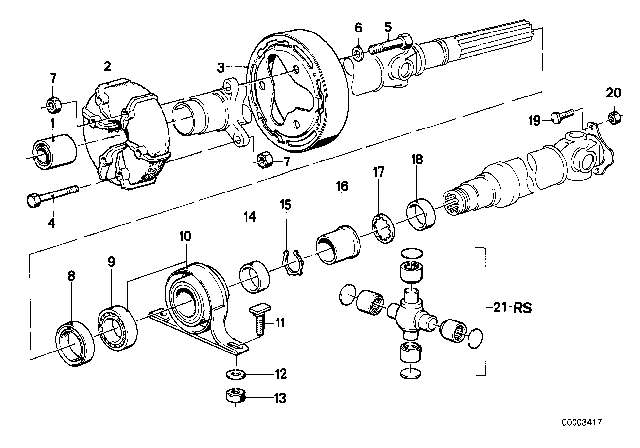 1988 BMW 325i Universal Joint Diagram for 26111225624