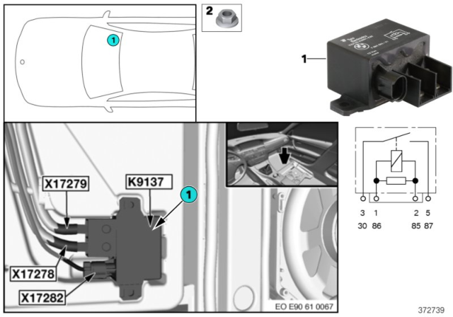 2011 BMW 1 Series M Relay, Electric Fan Diagram