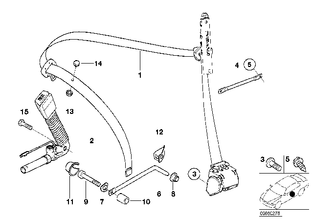 2005 BMW M3 Safety Belt Front Diagram