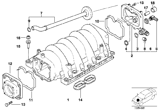 2001 BMW X5 Intake Manifold System Diagram for 11611435361