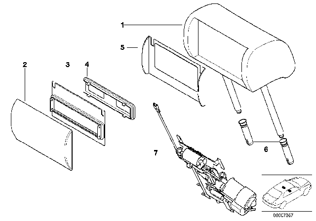 1995 BMW 740iL Head Rest Support Electric. Diagram for 52107008681