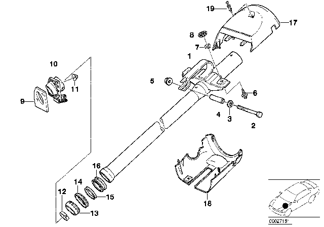 1999 BMW 323is Fixed Steering Column Tube Diagram 2