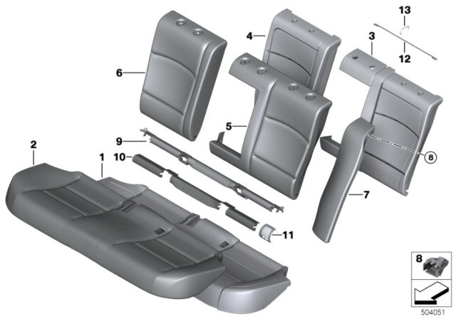 2015 BMW 528i Seat, Rear, Cushion & Cover Diagram 2