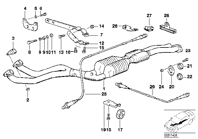 1994 BMW 325i Exhaust Support Diagram for 18311728235