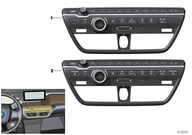 2019 BMW i3s Radio And A/C Control Panel Diagram 2