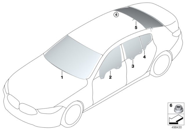 2020 BMW 840i xDrive Gran Coupe SIDE WINDOW, DOOR, RIGHT FRO Diagram for 51337428510