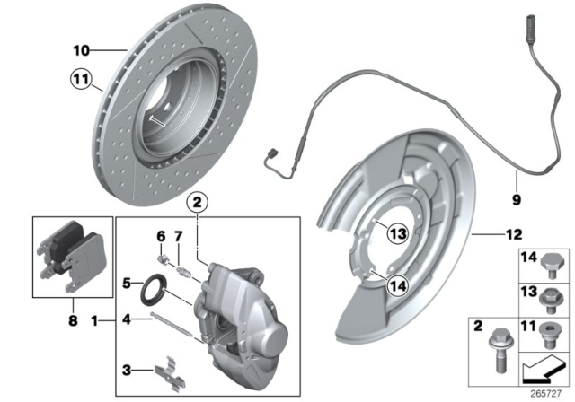 2015 BMW M3 M Performance Rear Wheel Brake - Replacement Diagram