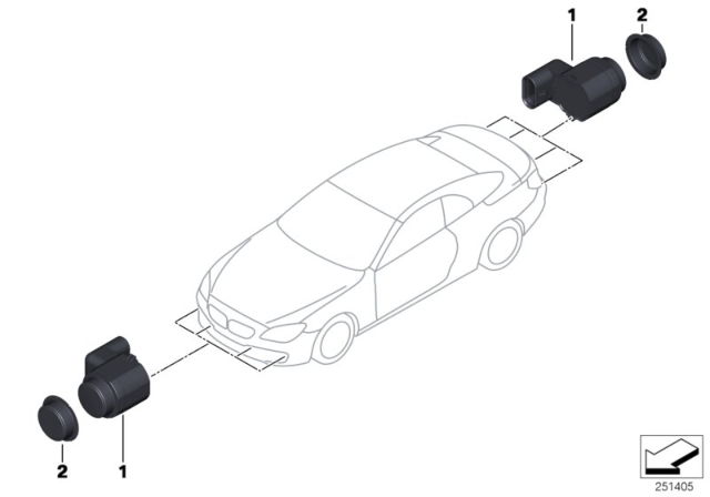 2015 BMW 650i xDrive Ultrasonic Sensor, Singapur-Grau Diagram for 66209279946