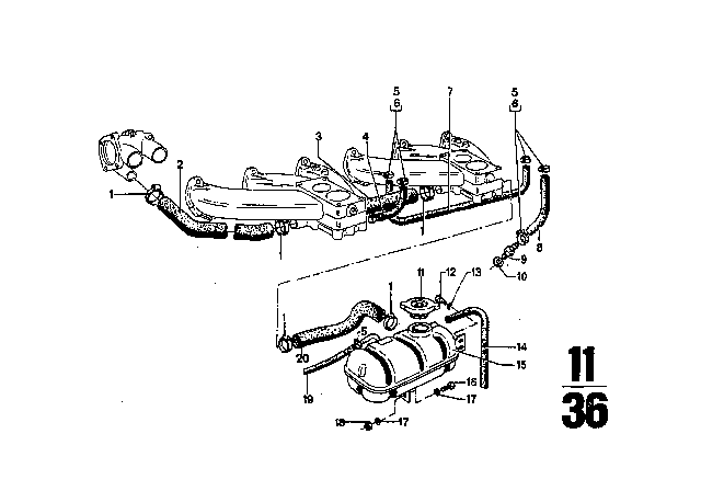 1973 BMW 3.0CS Coolant Expansion Tank Diagram for 17111114790