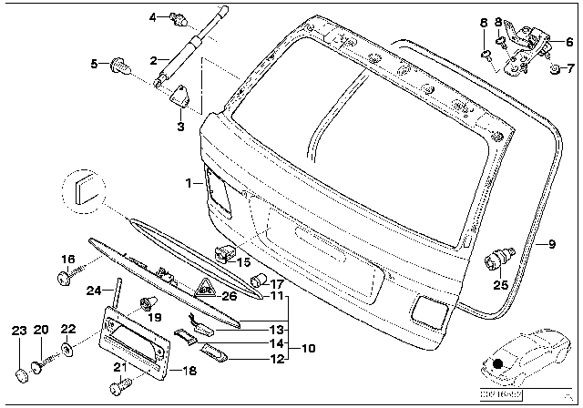 2003 BMW 325xi Trunk Lid Sealing Diagram for 51717019955