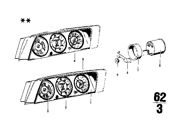 1971 BMW 2002 Instruments / Mounting Parts Diagram 3