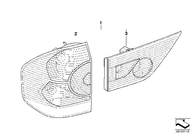 2004 BMW X3 Rear Light In The Side Panel, Right Diagram for 63210395813