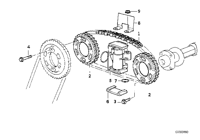 1995 BMW 540i Timing Gear Timing Chain Top Diagram