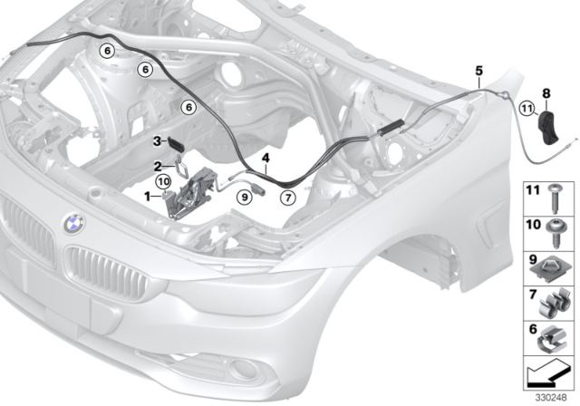 2019 BMW 430i Engine Bonnet, Closing System Diagram