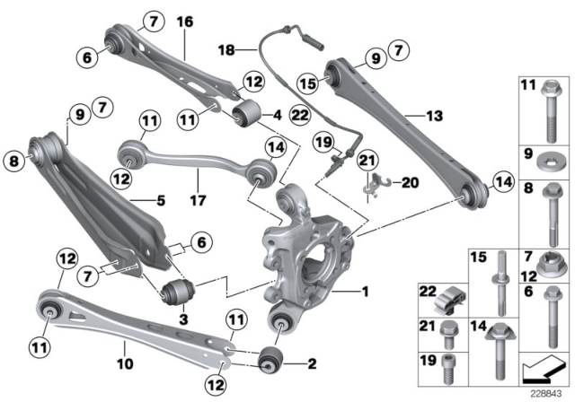 2013 BMW X3 Rear Axle Support / Wheel Suspension Diagram