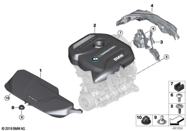 2018 BMW 330i GT xDrive Acoustic Cover Rear Diagram for 11148607141