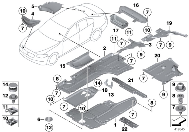 2013 BMW 535i Underfloor Coating Diagram