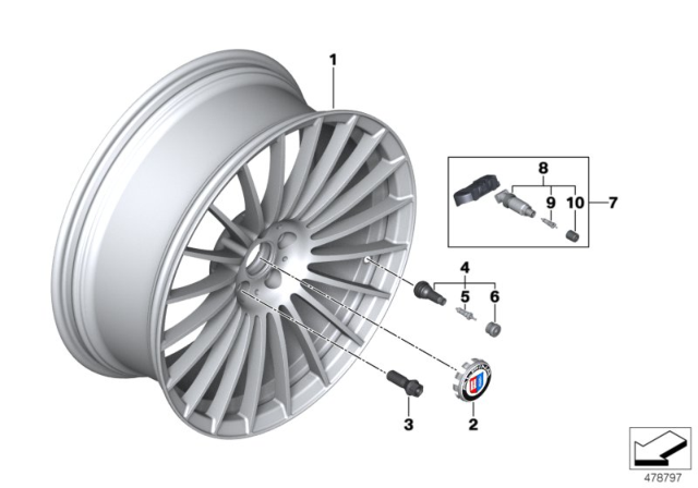 2018 BMW Alpina B7 Light Alloy Rim, Silver Diagram for 36107991472