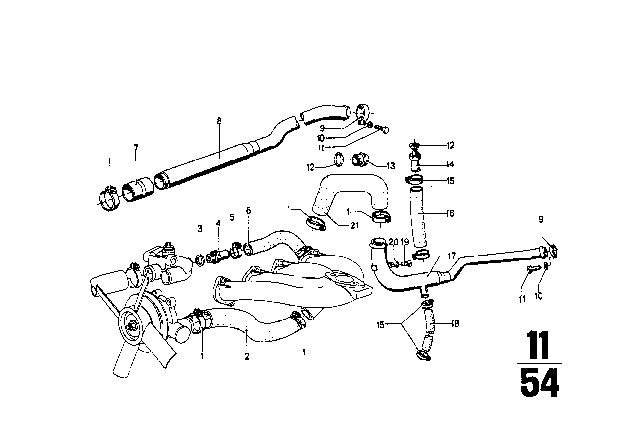 1974 BMW 2002tii Cooling System - Water Hoses Diagram 2