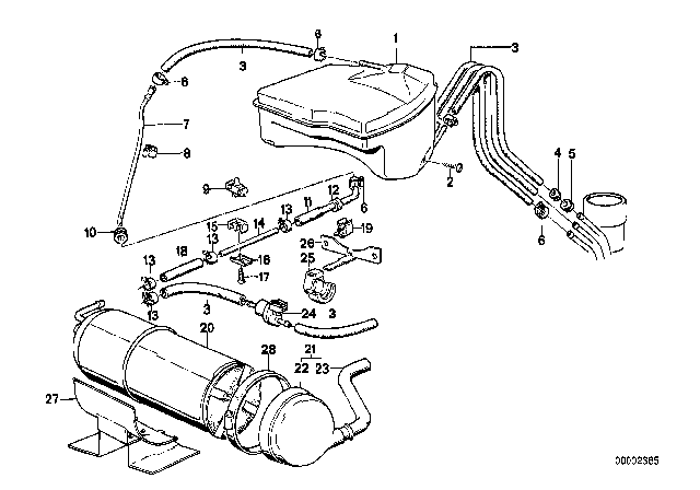 1989 BMW 635CSi Bracket Ventilation Valve Diagram for 13901717292