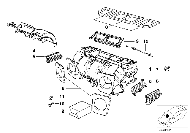 1998 BMW 528i Housing Parts - Air Conditioning Diagram