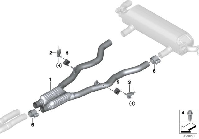 2020 BMW 840i CENTER MUFFLER WITH PIPES Diagram for 18309488150