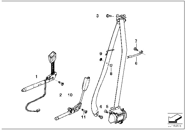 2006 BMW 530xi Lower Belt With Right Belt Tensioner Diagram for 72117210888