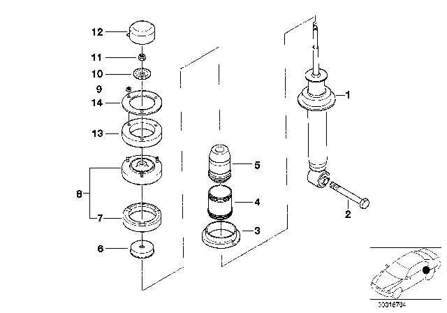 1998 BMW 540i Single Components For Rear Spring Strut Diagram