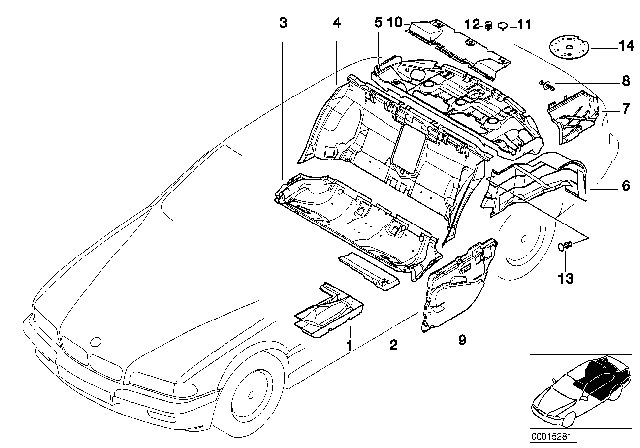 2001 BMW 750iL Sound Insulation Trunk Left Diagram for 51488165189