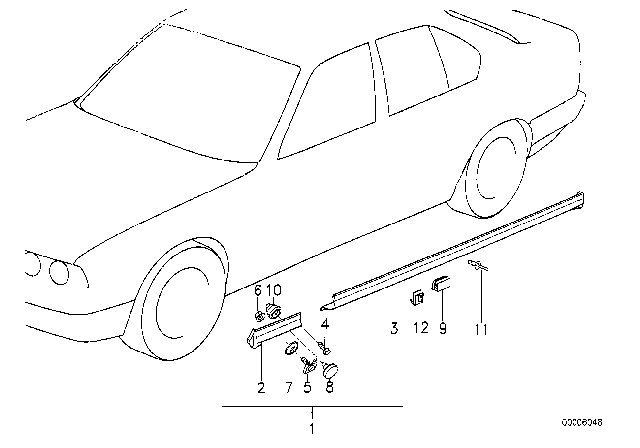 1984 BMW 325e Covering Left Diagram for 51711947059