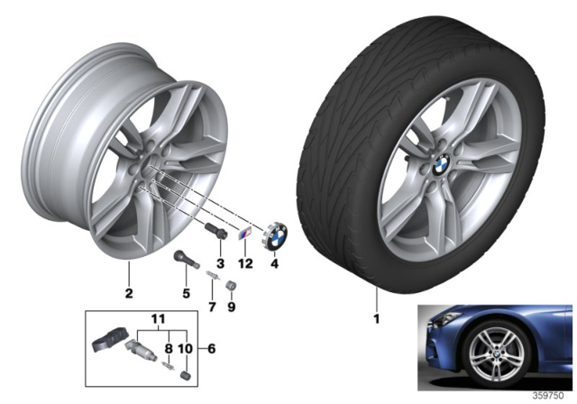 2019 BMW 440i Gran Coupe BMW LA Wheel, M Star Spoke Diagram 1