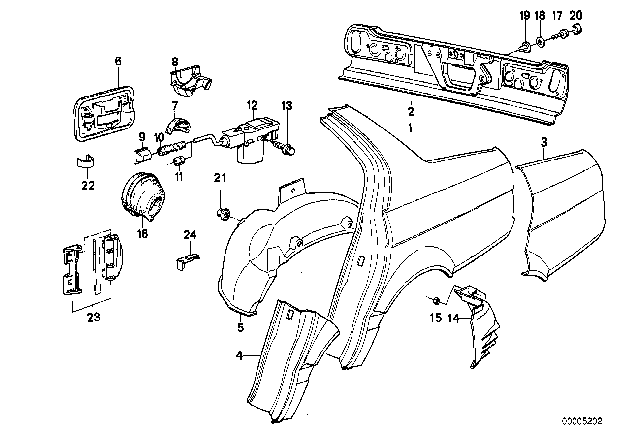 1989 BMW 750iL Side Panel / Tail Trim Diagram