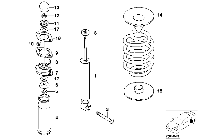 2002 BMW Z3 M Single Components For Rear Spring Strut Diagram