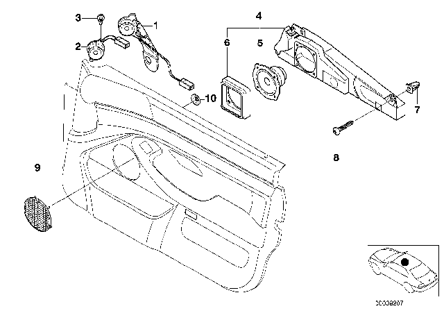 1998 BMW 540i Single Parts For Top-HIFI System Diagram 1