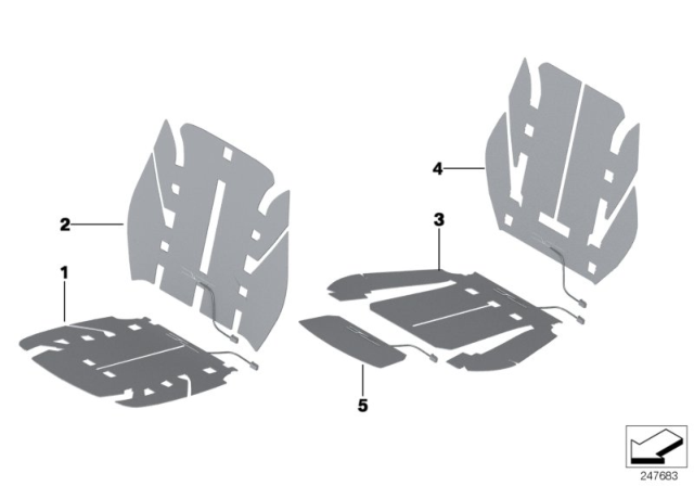 2015 BMW 435i Heater Element, Basic Seat Diagram for 64117243561