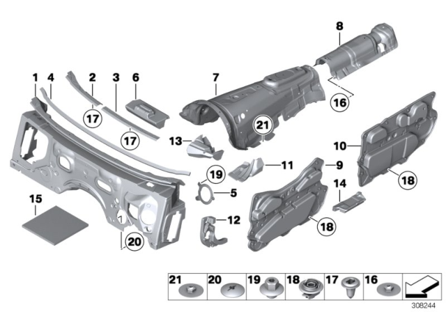2014 BMW 750Li Sound Insulation A-Column, Right Diagram for 51489115022