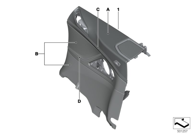 2019 BMW M850i xDrive Individual Side Trim Panel, Full Leather Diagram