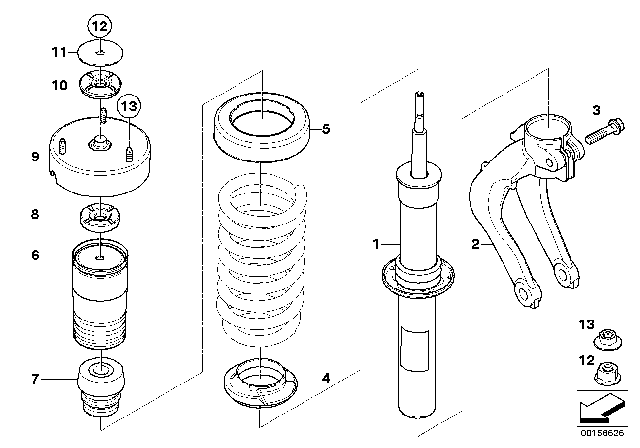 2014 BMW X6 Mounting Parts For Front Spring Strut Diagram