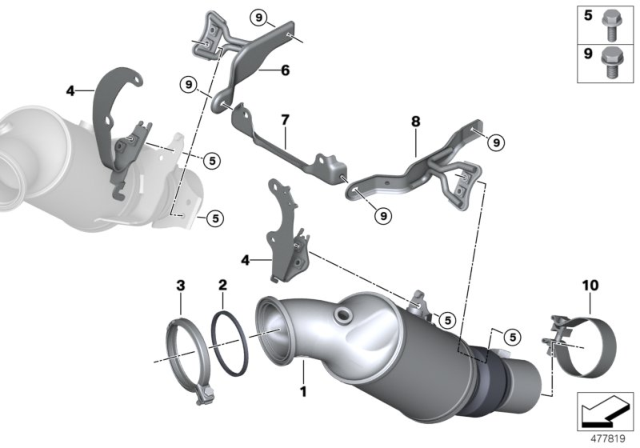 2020 BMW M760i xDrive Engine - Compartment Catalytic Converter Diagram