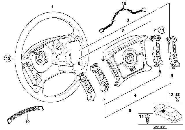 1998 BMW 540i Steering Wheel Airbag - Smart Multifunction Diagram 1