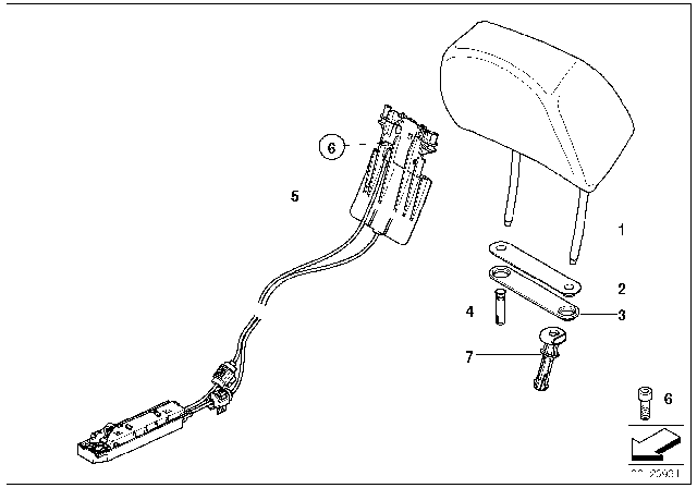 2006 BMW 750Li Guide, Headrest, Lockable Diagram for 52107123415