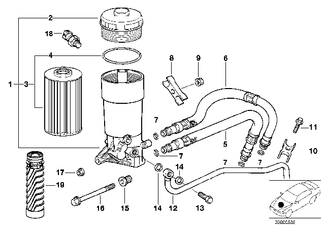 1995 BMW 540i Lubrication System - Oil Filter Diagram