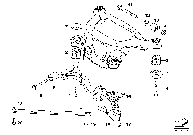 2009 BMW X3 Rubber Mounting Front Left Diagram for 33316770783
