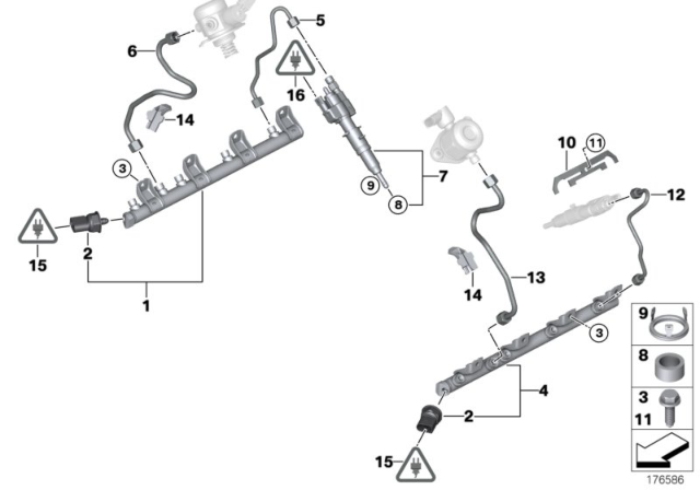 2009 BMW 750i High-Pressure Rail / Injector / Line Diagram