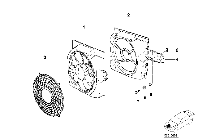 2002 BMW Z3 M Pusher Fan And Mounting Parts Diagram
