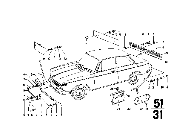 1971 BMW 2002tii Licence Plate Base Diagram