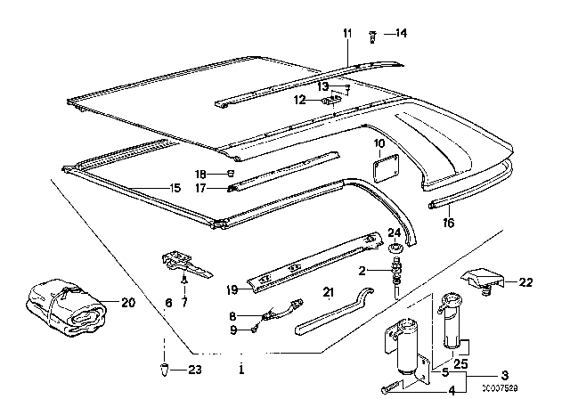 1988 BMW 325i Roof Ledge Diagram for 54211953953