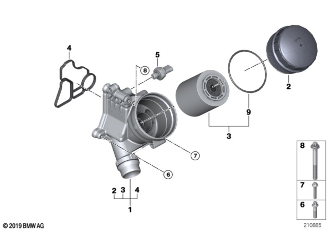 2013 BMW 328i xDrive Lubrication System - Oil Filter Diagram