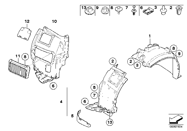 2008 BMW 128i Cover, Wheel Housing, Bottom Right Diagram for 51717180150